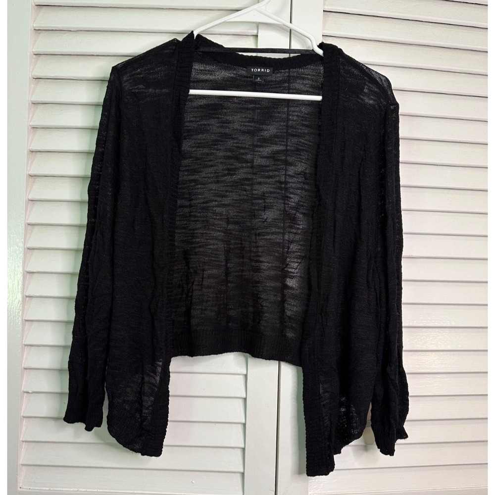 Torrid Size 2 18/20 Black Open Front Crop Cropped Shrug Cardigan